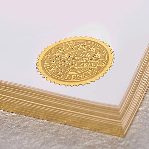 Miniatura 6 de PaperDirect Sello oficial de excelencia en relieve para certificado de lámina dorada, 2 pulgadas, autoadhesivos, 100 unidades, sellos en relieve