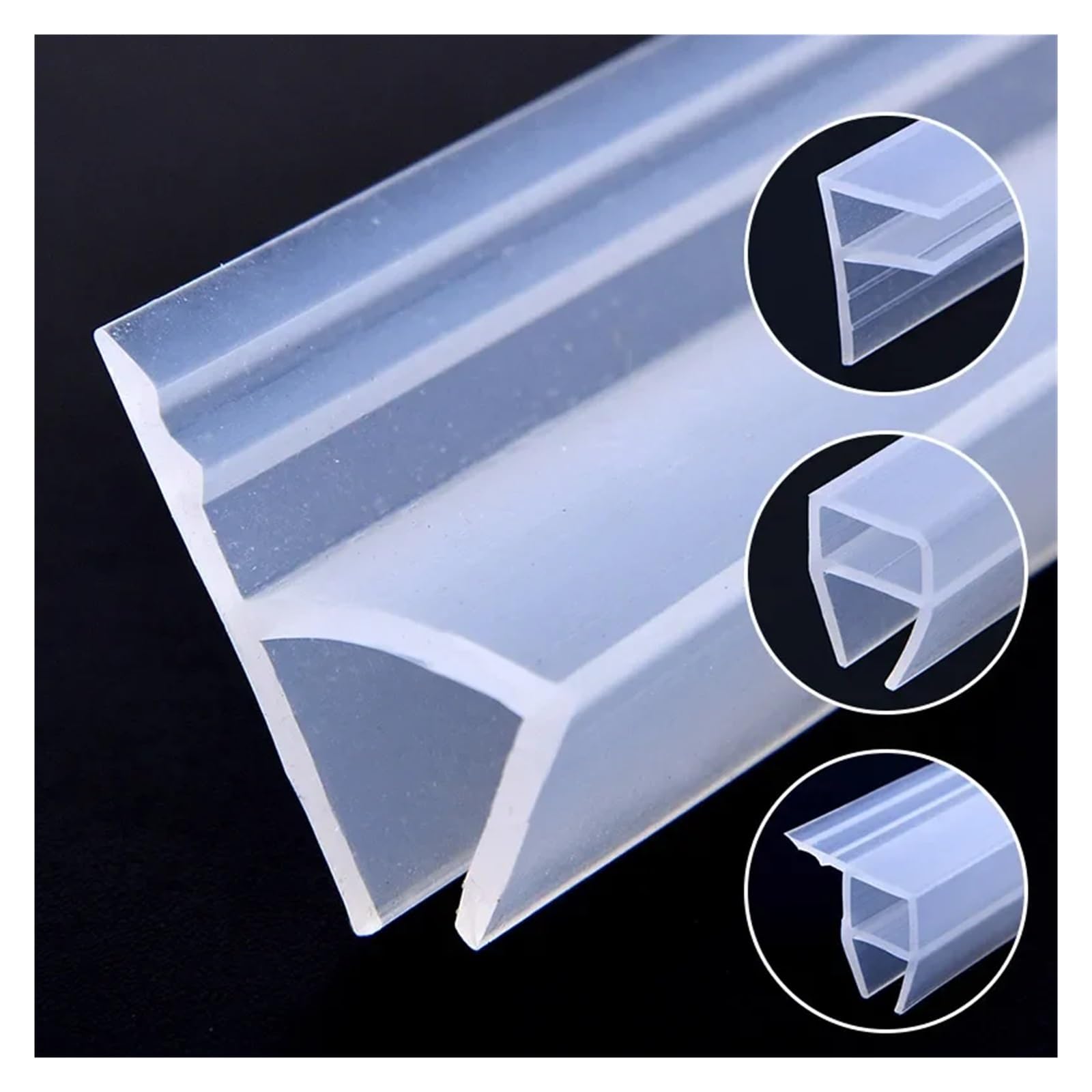 Tiras de sellado for puertas de vidrio de 3/5/10 m, forma H/F/U, de silicona, for baño, ducha, burletes, cinta de sellado for puertas y ventanas.(H,5M,10mm)