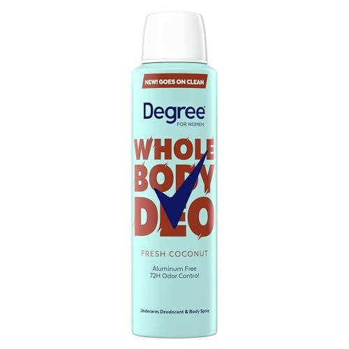 Degree Women Deodorant Spray Fresh Coconut Scent Aluminum Free 72H Odor Protection 2.9 FO