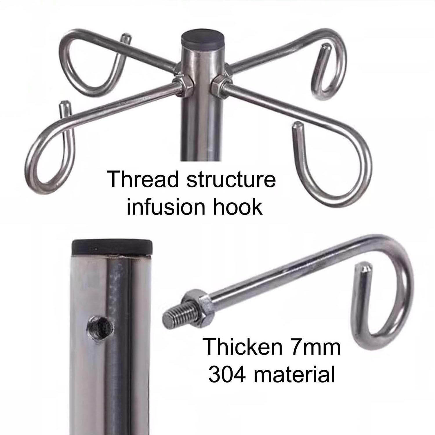Support de Potence IV, Support de Potence IV à 4 Crochets, Support de Potence Portable, Support en Acier Inoxydable, 5 Roues de Frein(K)