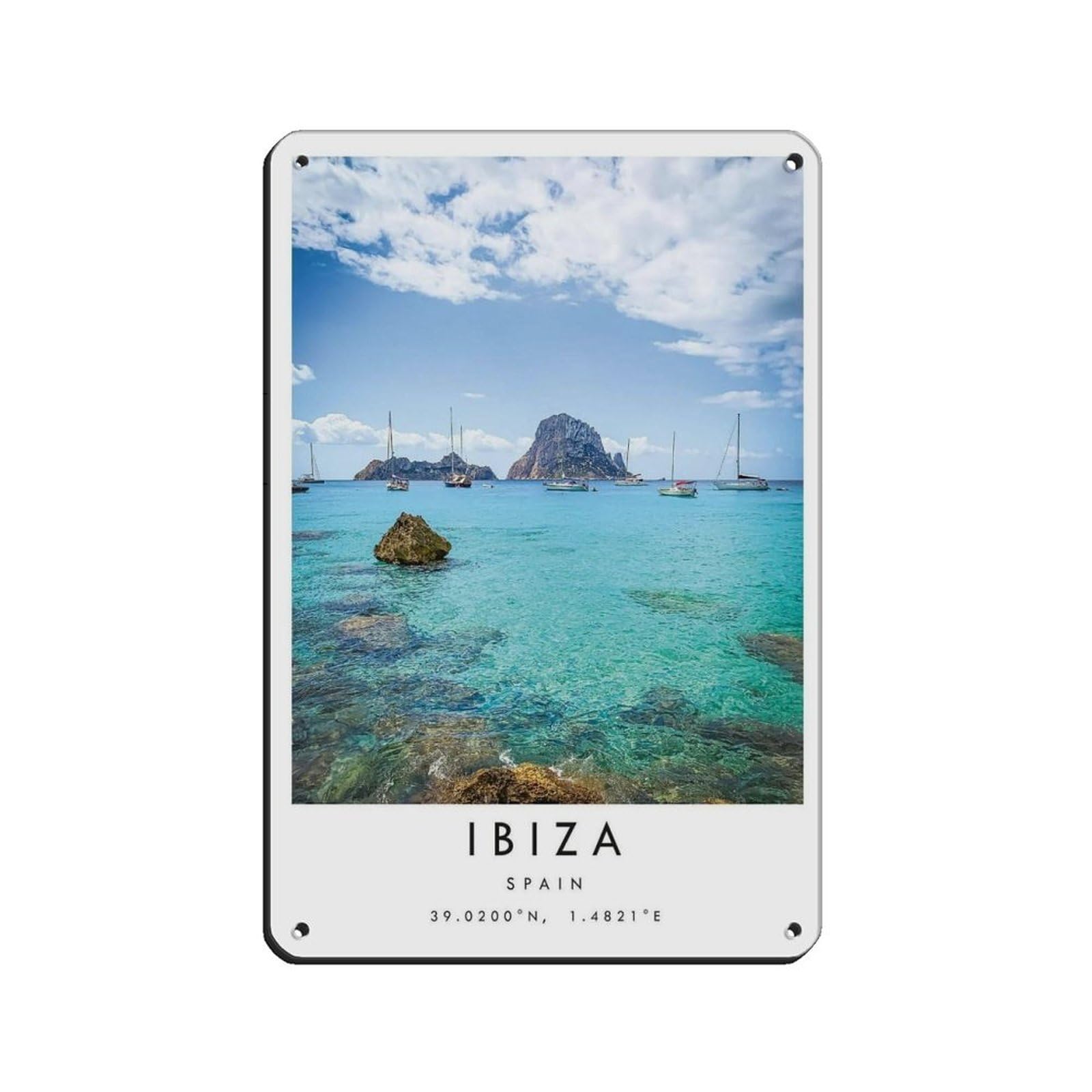 Ibiza Travel, Ibiza Poster Tin Sign Vintage Metal Pub Club Cafe Bar Home Wall Art Decoration Poster Retro 8x12inch(20x30cm)