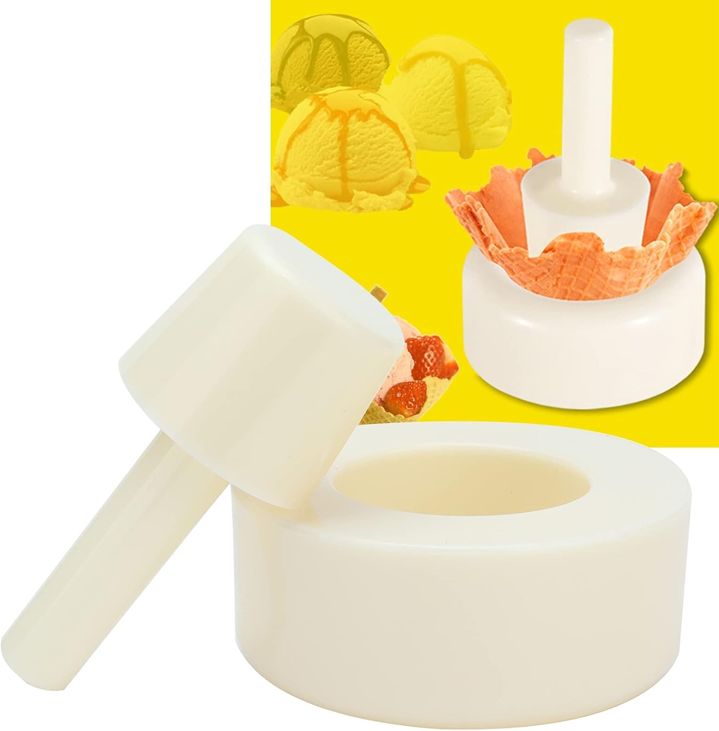 2 Stück Knuspriger Waffelkegelhersteller, Plastik Eismaschine Kegelwalze Formwerkzeug Waffelkegel Shaper Gebäck Eis Waffel für Küche