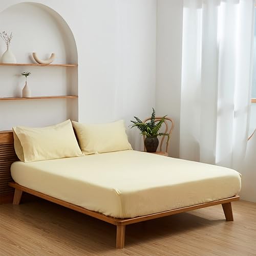 Miniatura 8 de Simple&Opulence Juego de sábanas de lino belga, color sólido, 4 piezas (1 sábana encimera, 1 sábana bajera y 2 fundas de almohada), mezcla de lino