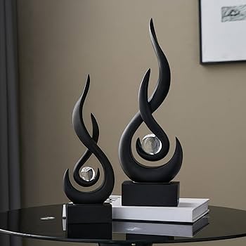 置物 flame Amazon.com: FJS Black Decor Modern Flame Statue Home