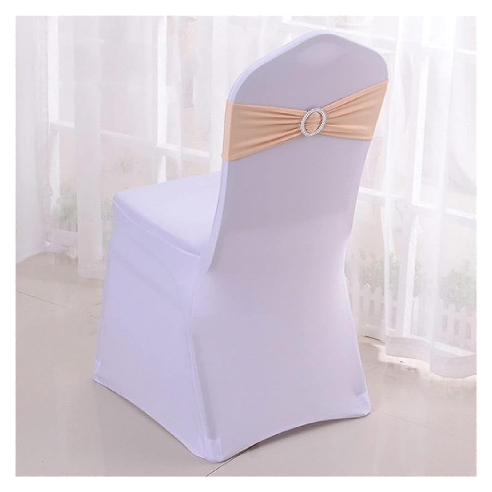 RZQVHBKXWGT chair sashes,50Pcs Elastic Spandex Chair Bands With Buckle Solider Stretch Bow Sashes Wedding Knot Banquet Christmas,red,China (Color : Wit, Size China)(Champagn)