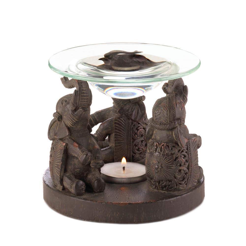 Anya Nana Gift Carved Elephant Statue Candle Wax Tart Oil Warmer Burner Diffuser Aromatherapy