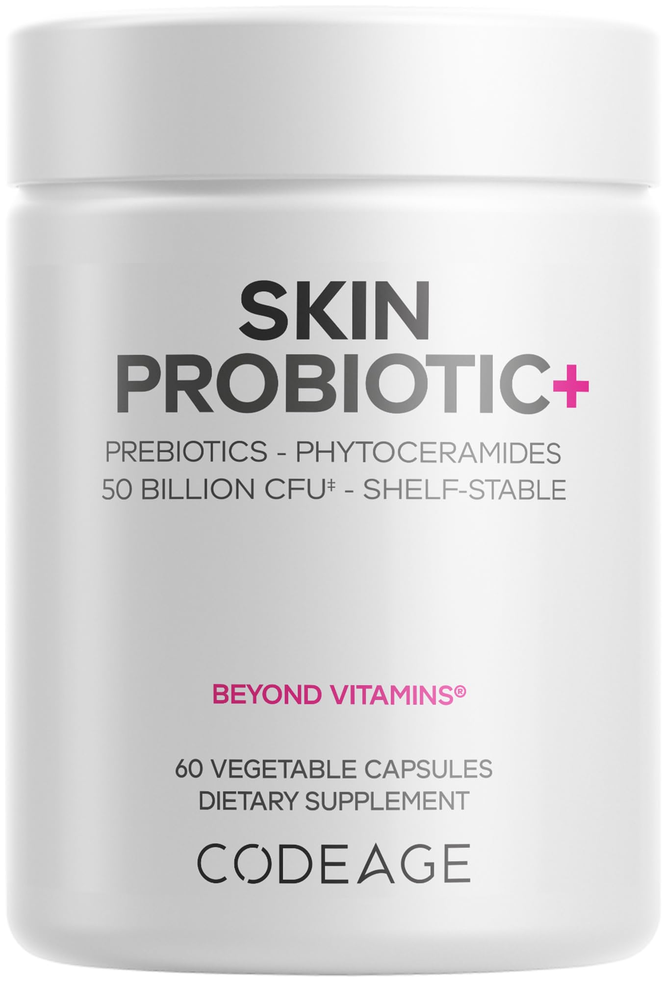 Skin Probiotics + Prebiotics - Skin Care Routine Supplement - 50 Billion CFU - Ayurvedic Botanical Herbs - Face Probiotics - Shelf Stable Cleanser, Non-GMO, Vegan - 60 Capsules