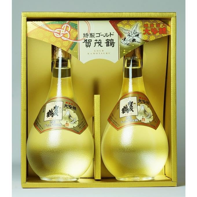 Amazon.co.jp: 大吟醸 特製ゴールド賀茂鶴 720ml×2本 化粧箱入 純金箔