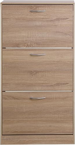 Miniatura 7 de Armario independiente para zapatos con 3 cajones abatibles, moderno organizador de entrada para 12 pares de zapatos, organizador de almacenamiento