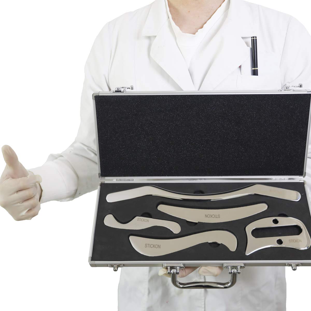 Justsun Gua Sha skrobak do miękkiej tkaniny, narzędzie do masażu ze stali nierdzewnej, narzędzie IASTM do terapii akupunktury, zmniejszenie bólu mięśni