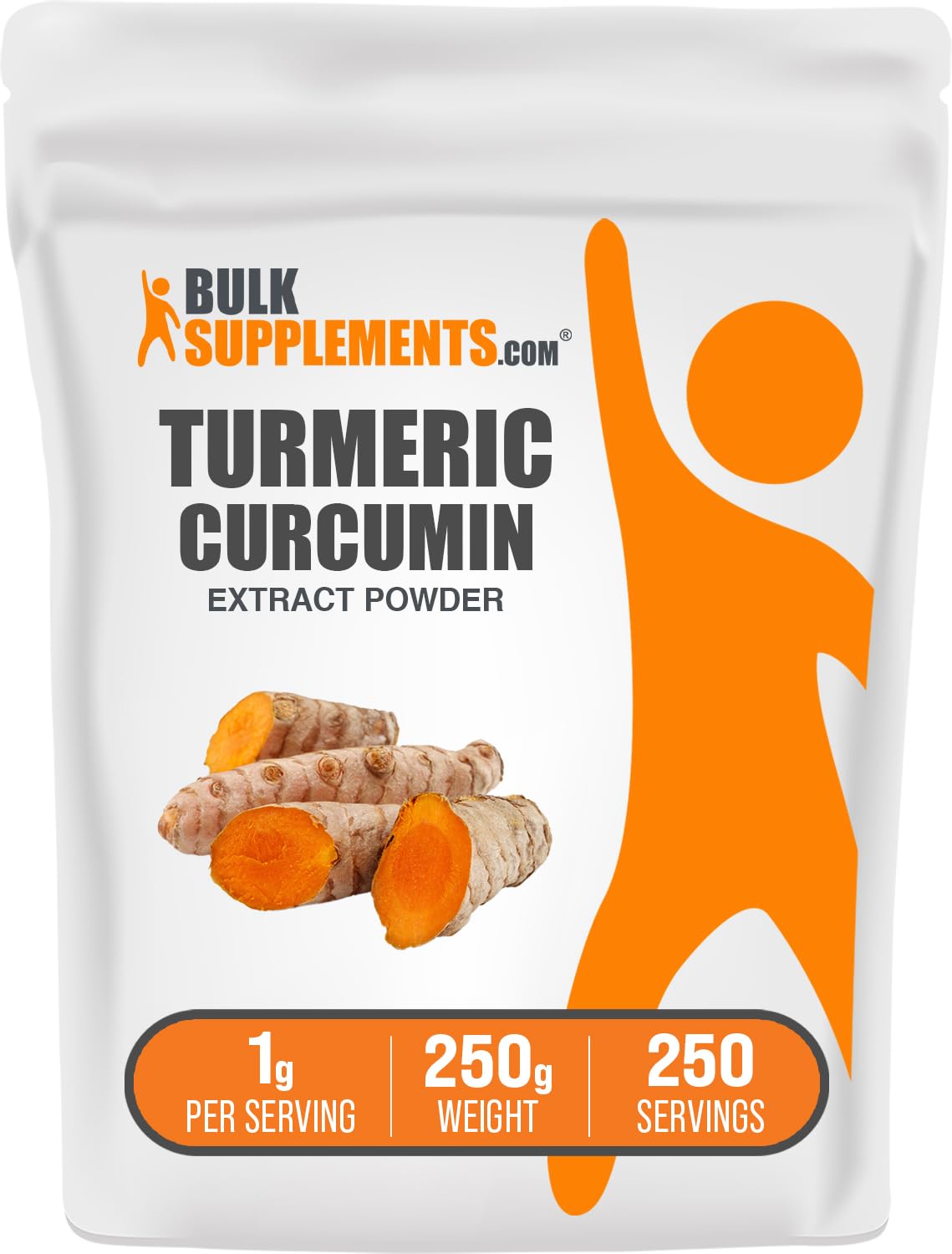 BulkSupplements.com Turmeric Extract Powder - from Turmeric Root, Curcumin Supplements, Turmeric Curcumin Powder - Gluten Free, 1g per Serving, 250g (8.8 oz) (Pack of 1) 8.82 Ounce (Pack of 1)