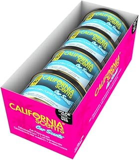 California Scents Car Air Freshener 4 Pack - Fresh Linen Fragrance | Long lasting car freshener up to 60 days, odour eliminator, adjustable fragrance