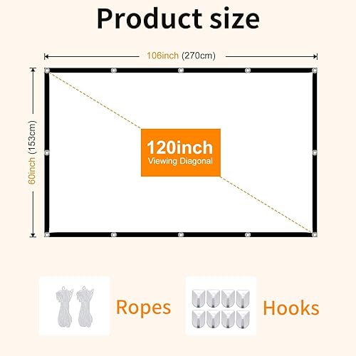 Miniatura 2 de Pantalla de proyector portátil para exteriores de 120 pulgadas Pantalla de cine en casa plegable antiarrugas para interiores con 4K HD