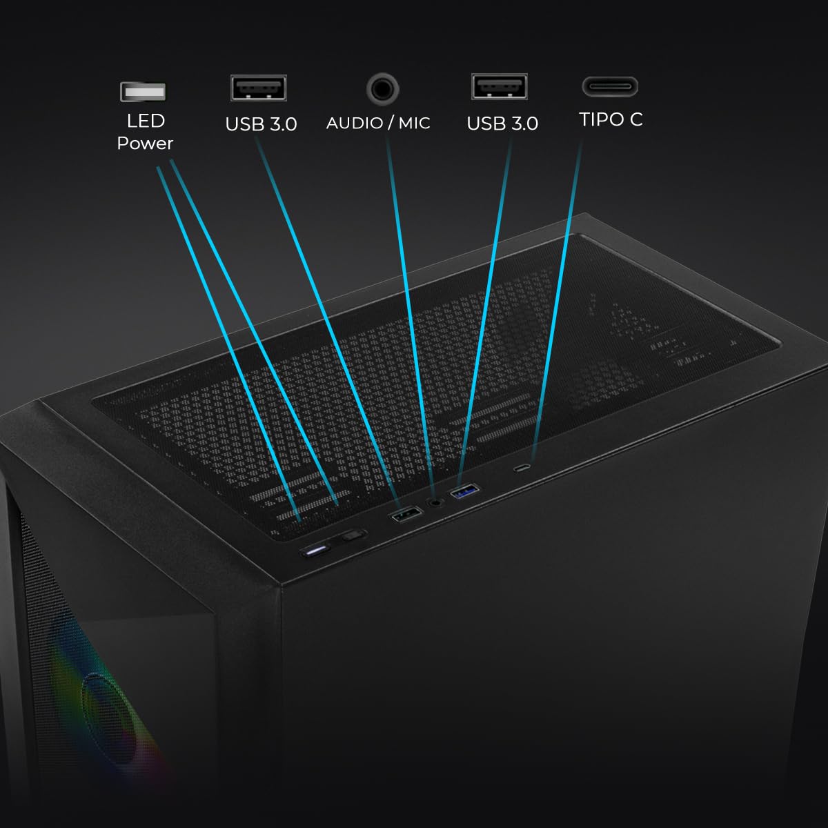 YEYIAN Gaming PC EdgeESP | Intel i5-14400F 10 core (4,7 GHz OC) | NVIDIA RTX 5060 8 GB GDDR7 | 32 GB DDR5 6000 MHz | SSD NVMe Gen4 1 TB | Windows 11 Pro