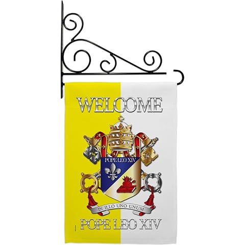 Welcome Pope Leo Wall Canvas Set Flag Holder Memorabilia Decor Religiou Sign Pictur...