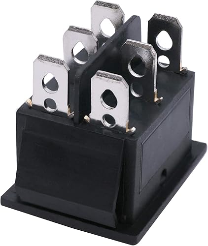 Miniatura 3 de TWTADE Interruptor de marcha atrás de polaridad de pestillo de 12 V 10 A CC Control de motor de 6 pines 3 posiciones ON-OFF AC 110 V-220 V Negro