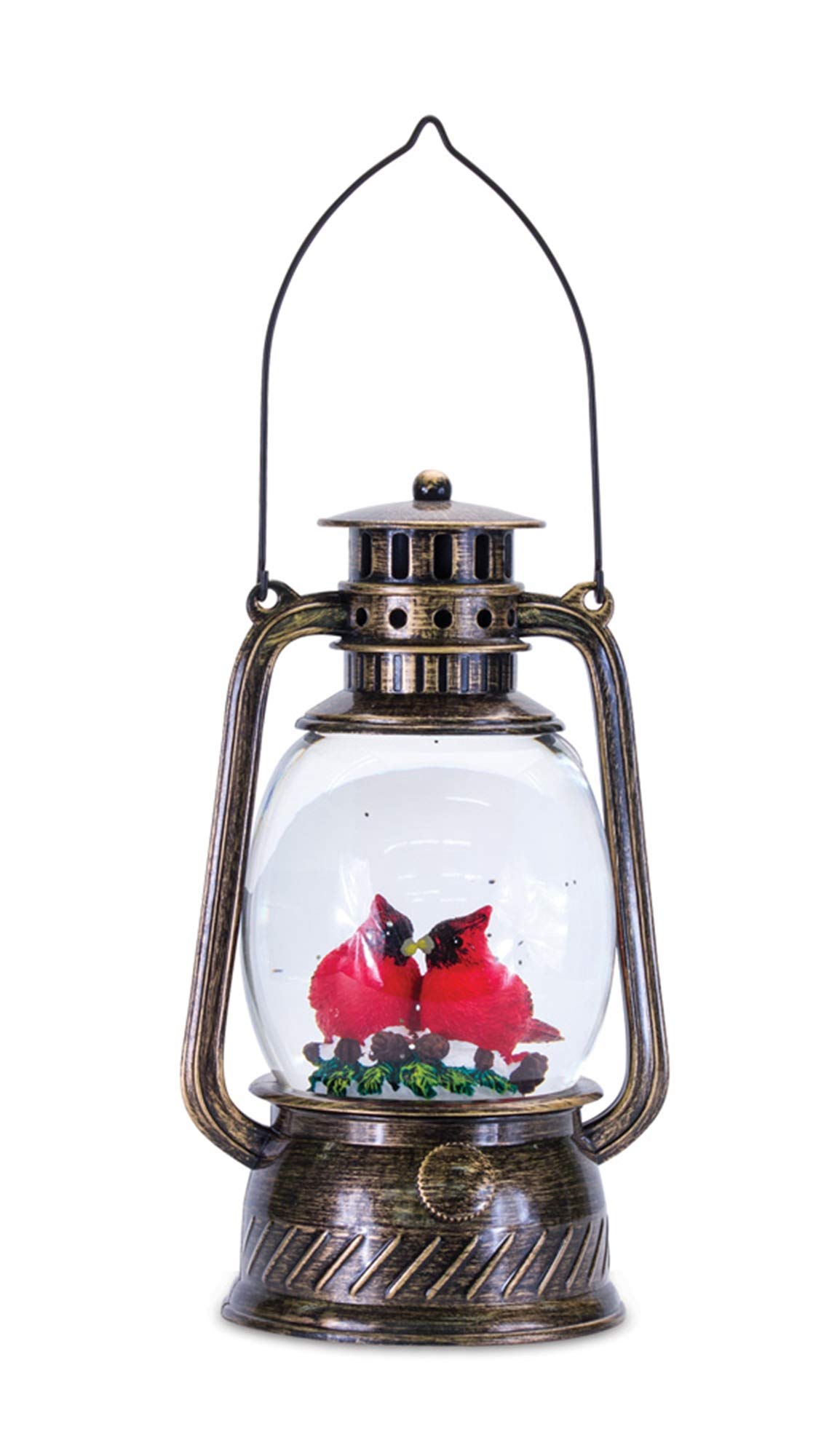Melrose Modern Home Decorative Snow Globe Lantern with Cardinal 11.5