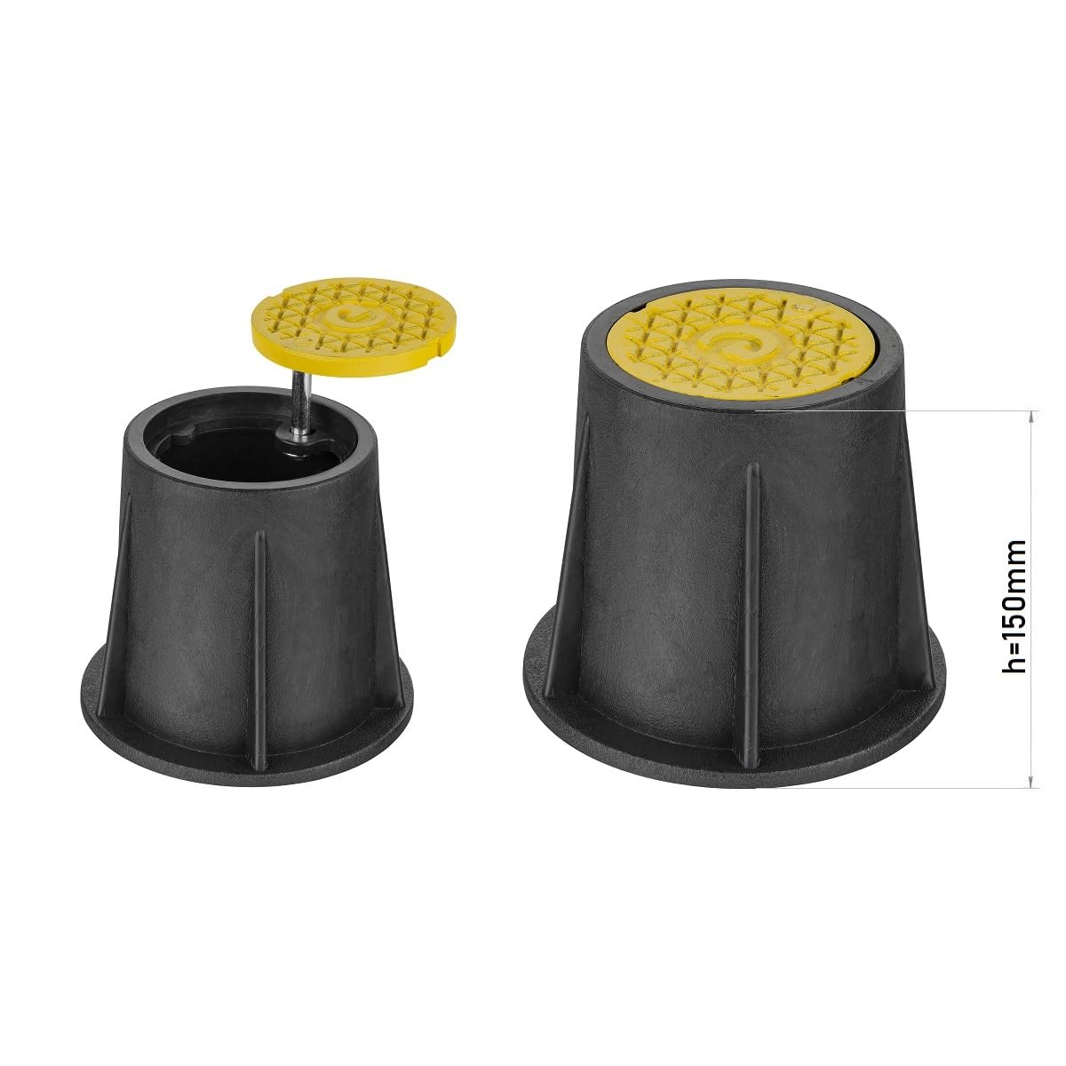 Tête De Bouche à Clé Pour Gaz - Boîte De Vanne à Guillotine Avec Couvercle Fonte Noir-Jaune, Résistante Et Pratique