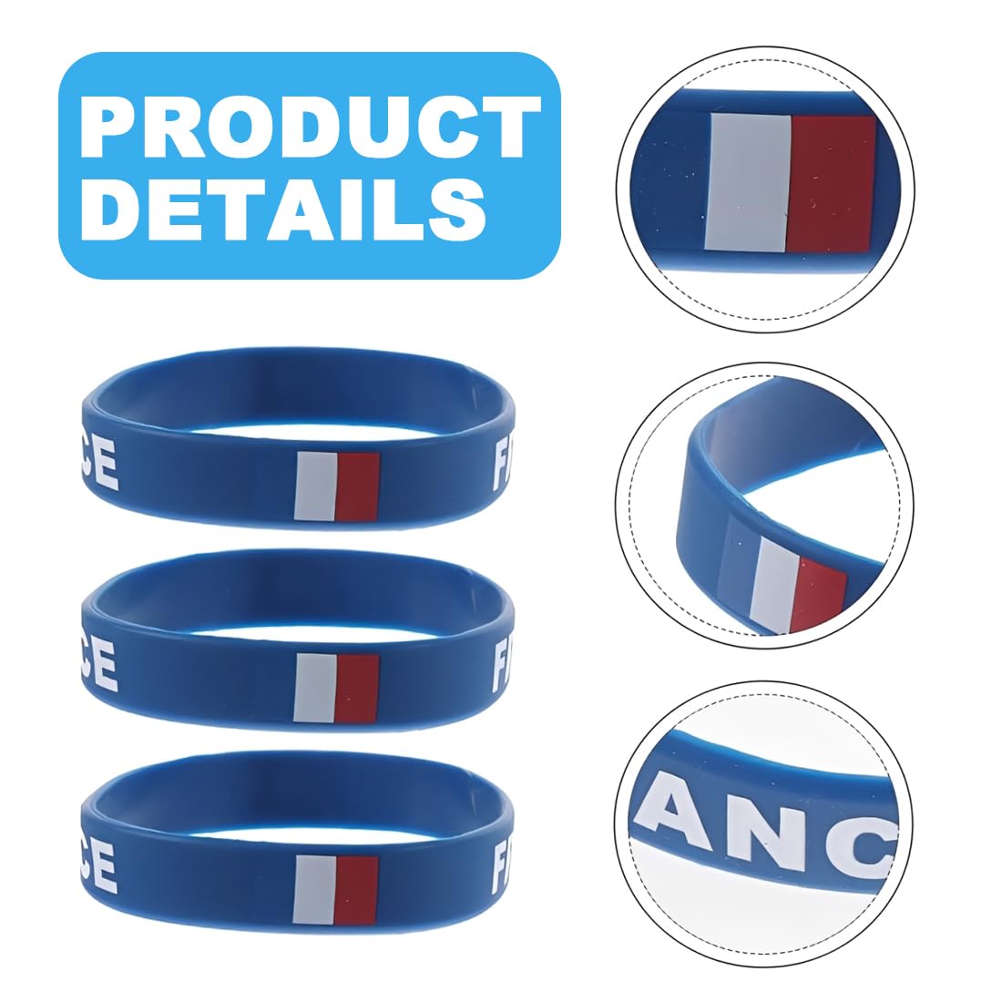 6 Pièces Français Flag Silicone Wristbands Wrist Bands, Bracelet Cadeaux De Fête, Pour Drapeau Français Inspirant Pièce Maîtresse De Chariot Drapeau, Monde Football Chaîne À Main Décorations(B)