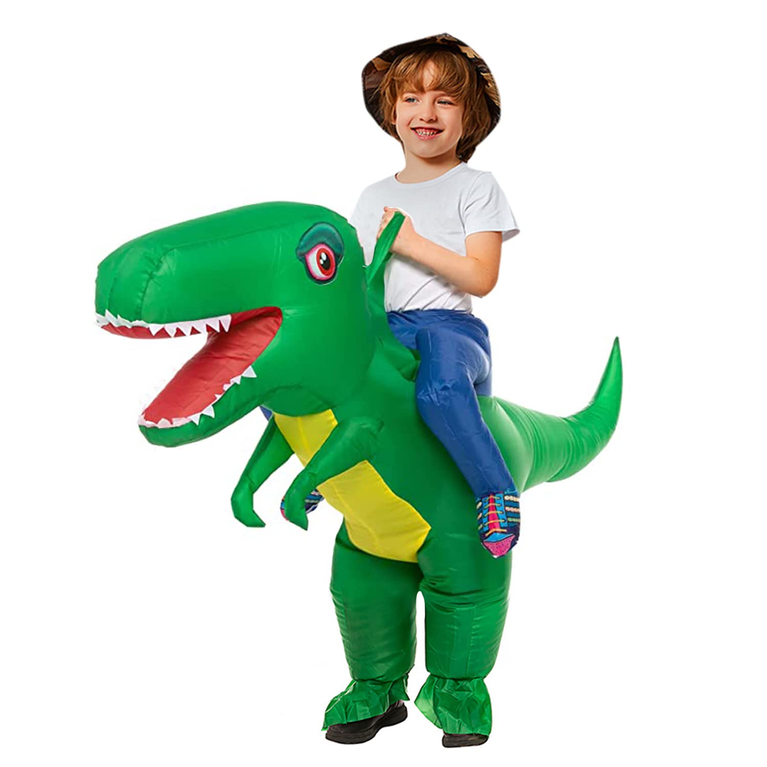 ALLC Inflatable Dinosaur Sumo Wrestler Costume for Adult, Inflatable Sumo Suit Dress Up T-REX Costumes for Boy Girls Men Women Halloween, Christmas (Green Dinosaur- 35.4-43.3in)