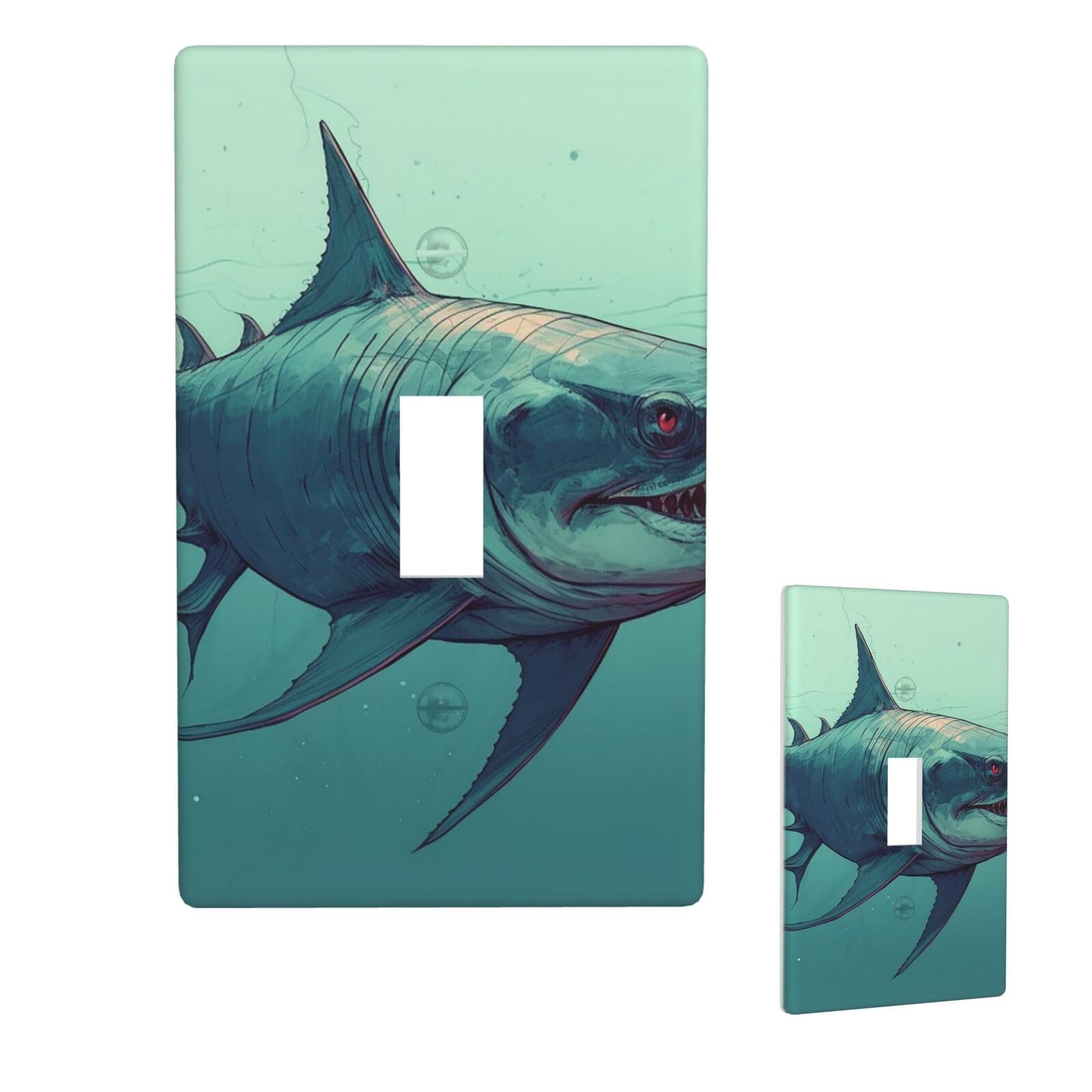 1 Gang Single Toggle Wall Plates, Unbreakable Decorative Light Switch Plate Covers Long Fish Electrical Switchplate Cover Faceplate For Bathroom Kitchen Decor