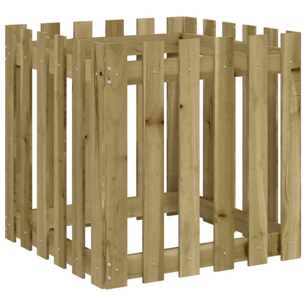 Vaso per piante in legno, 60 x 60 x 60 cm, quadrato, in legno di pino impregnato in autoclave, grande fioriera per giardino, terrazza, balcone, design a doghe in legno massiccio