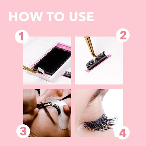 Miniatura 6 de Extensiones de pestañas de volumen clásico de 16 líneas, individuales CCCDDD, 0.315-0.630 in de longitud 0.150.2 de grosor, bandeja a granel para