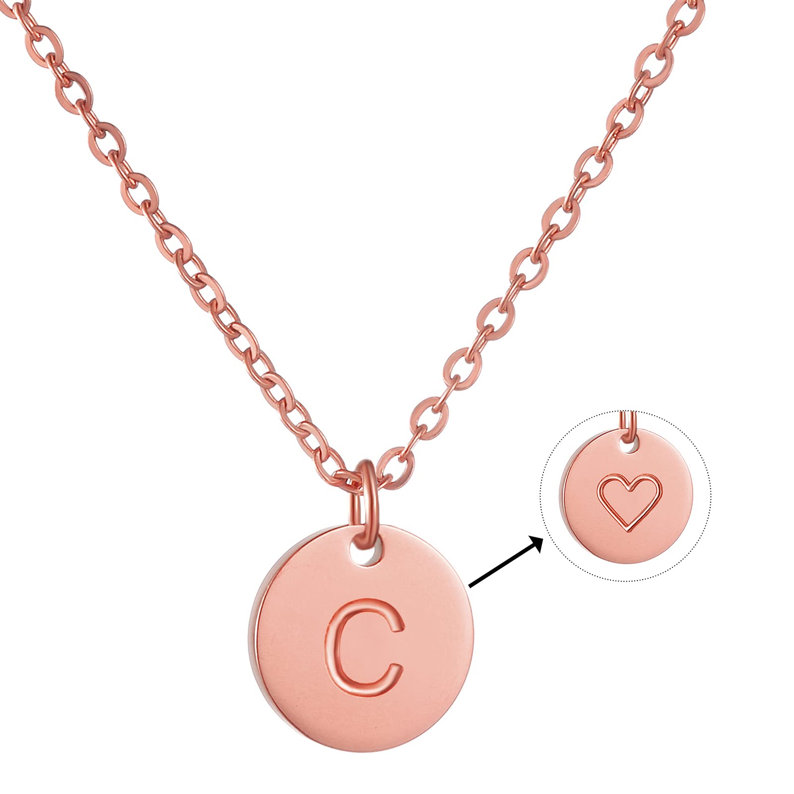 AFSTALR Damen Initialen Kette Buchstaben Anhänger Gold/Rosegold/Silber Kette mit Herzen Geburtstagsgeschenk für Mädchen