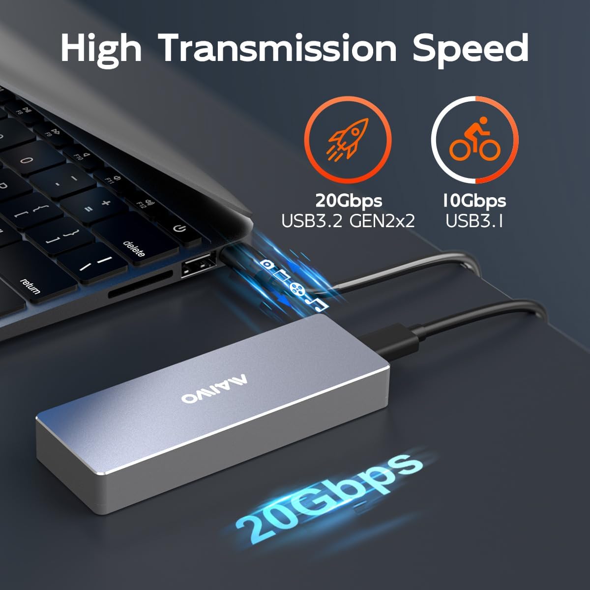 MAIWO MacBook SSD Enclosure, 12+16 PIN AHCI SSD to Type-C Adapter, USB 3.2 GEN2x2 20Gbps, for 2013-2017 MacBook Pro, MacBook Air, Mac Pro, iMac from 2013 to 2017