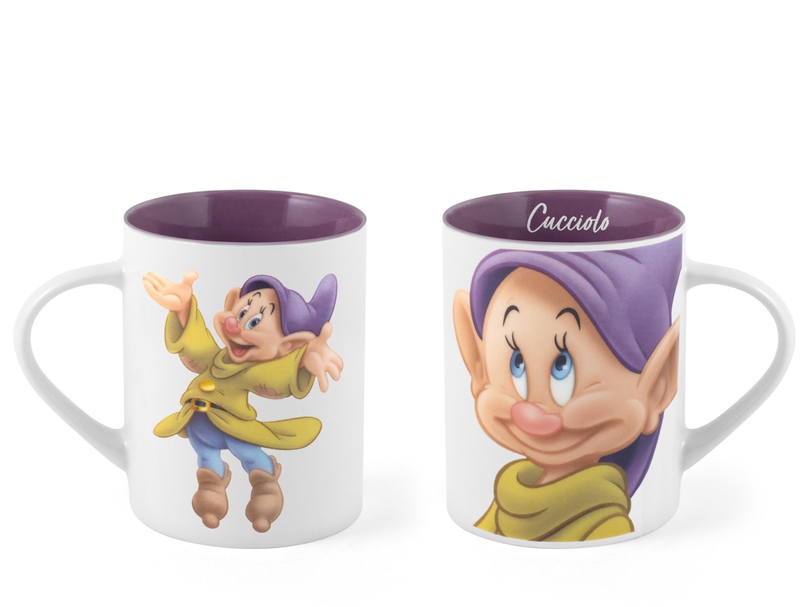 HOMe Disney zestaw 12 kubków POP z nowej porcelany kostnej, 330 cm3 – Królewna Śnieżka i siedmiu krasnoludków, różne postacie, można myć w zmywarce i używać w kuchence mikrofalowej