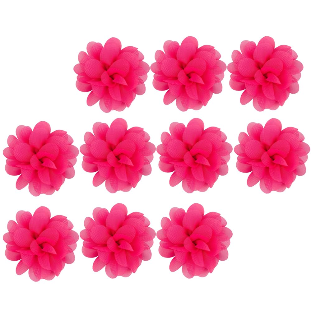 Fleurs en mousseline de soie rose rouge de 7 cm pour créer vos accessoires de cheveux