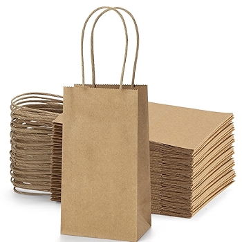 BagDream Mini Brown Gift Bags with Handles - 100 Pack