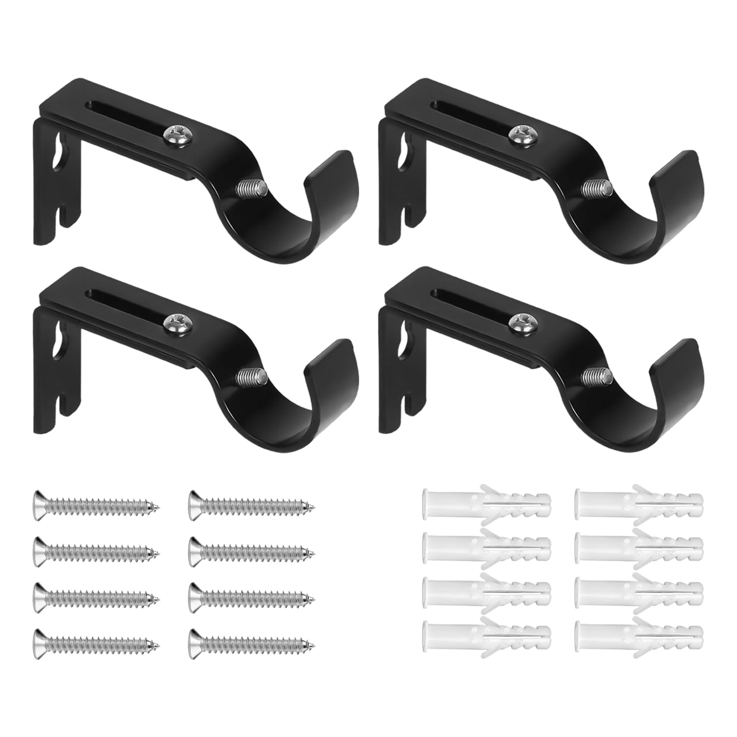 4 Aste Per Tende Regolabili - MetallO, Nero, 88-115mm, Con Viti, Per Interni - Foto 11