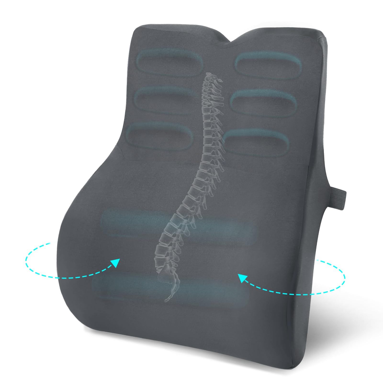 poduszka lędźwiowa,ergonomiczna poduszka pod plecy do samochodu, biura, z pianką z pamięcią kształtu i oddychającym pokrowcem, zapewniająca wsparcie lędźwiowe i łagodzenie bólu, szary