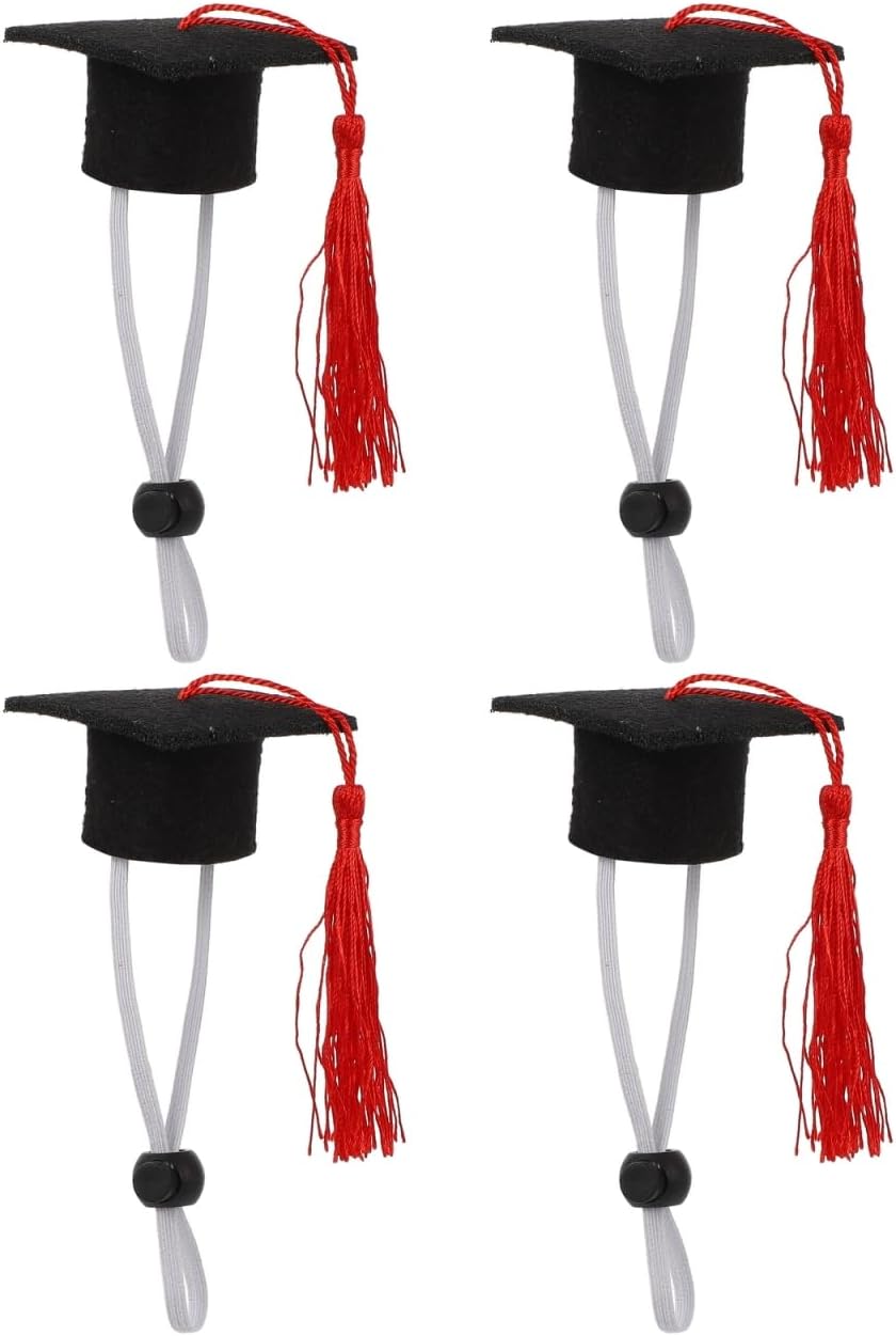 4pcs Pet Graduation Caps Small Dog Cat Graduation Cap with Tassel Pet Accessories