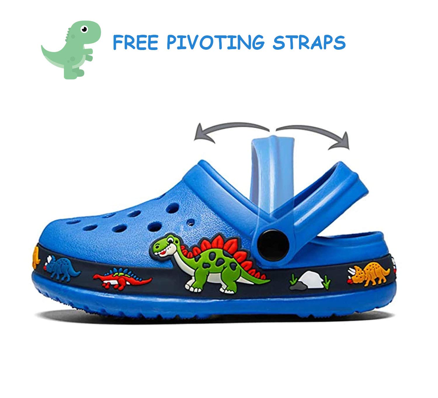 DRECAGE Unisex Kinder Clogs Pantoffeln Dinosaurier Gr.24-33 EU, Eva Gartenclogs Gummi Badeschuhe Hausschuhe für Jungen Mädchen