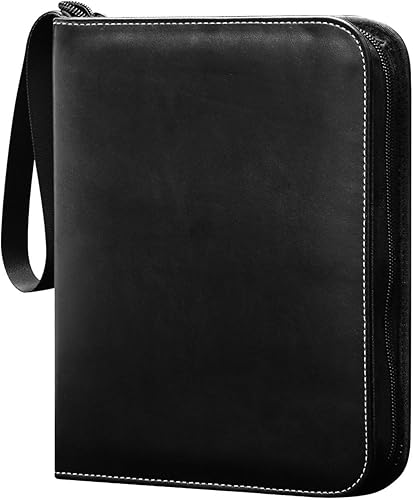 Álbum de recolección de tarjetas negras en piel sintética resistente, 400 bolsillos, tarjeta de doble cara fácil de limpiar