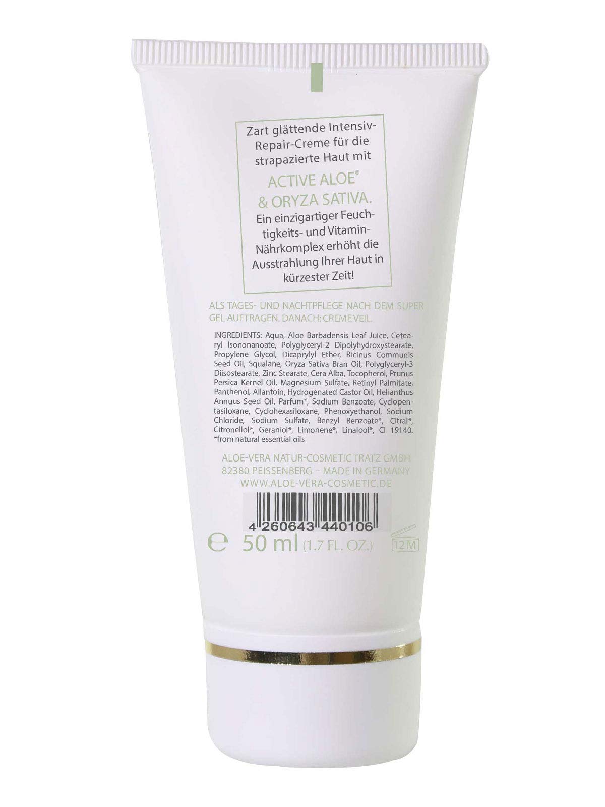 Aloe Vera Natur-Cosmetic Tratz Triumph Creme 50ml | Intensiv-Repaircreme | empfindliche Haut | ACTIVE ALOE VERA & ORYZA SATIVA | für trockene bis sehr trockene Haut