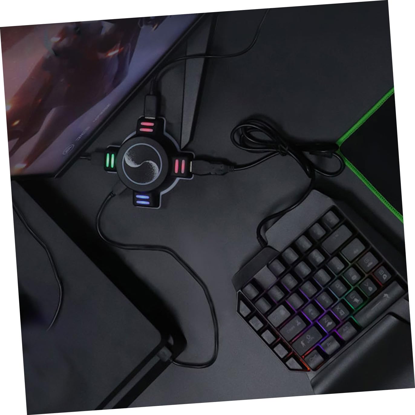 Operitacx Convertitore Mouse-tastiera Adattatore Per Tastiera Portatile e Controller Gamepad Per Console Gioco Nero