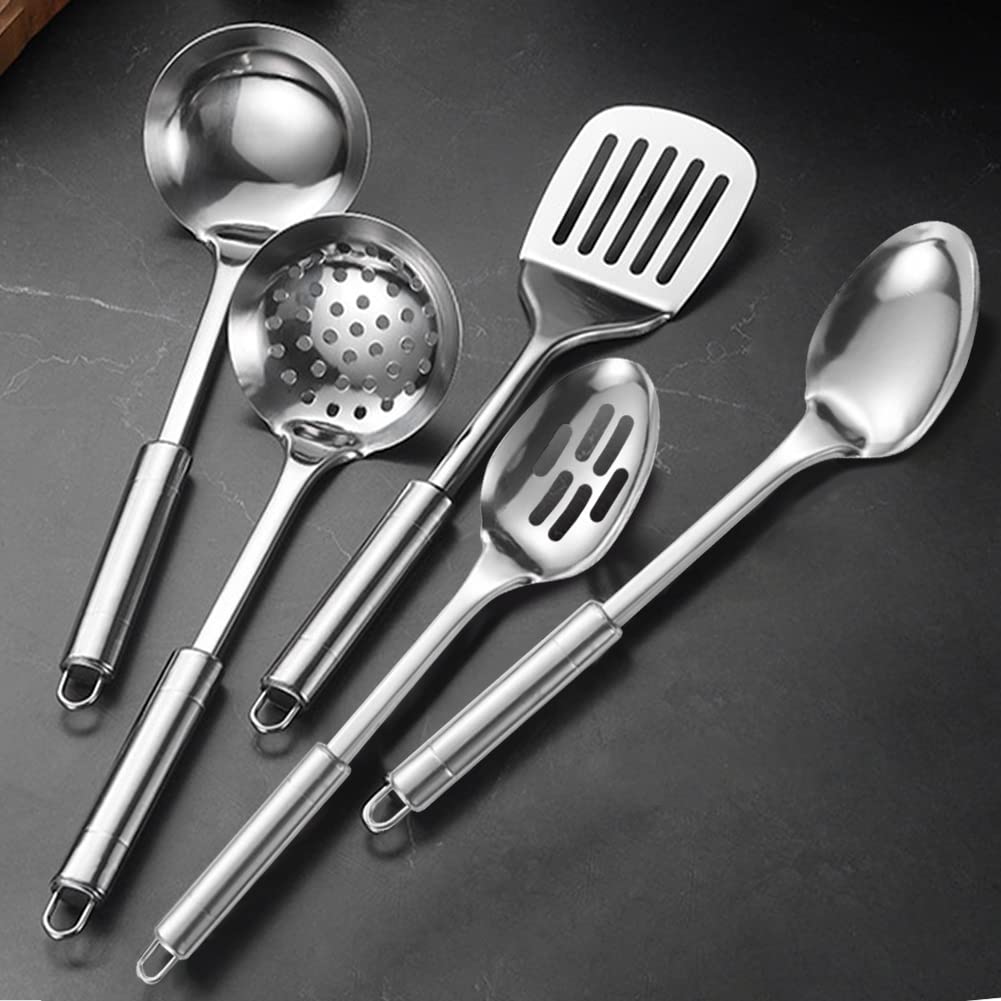 5pcs Stainless Steel Kitchen Utensils Set Heat Resistant Cooking Utensil, Easy to Clean Non Stick Cooking Set - Image 3