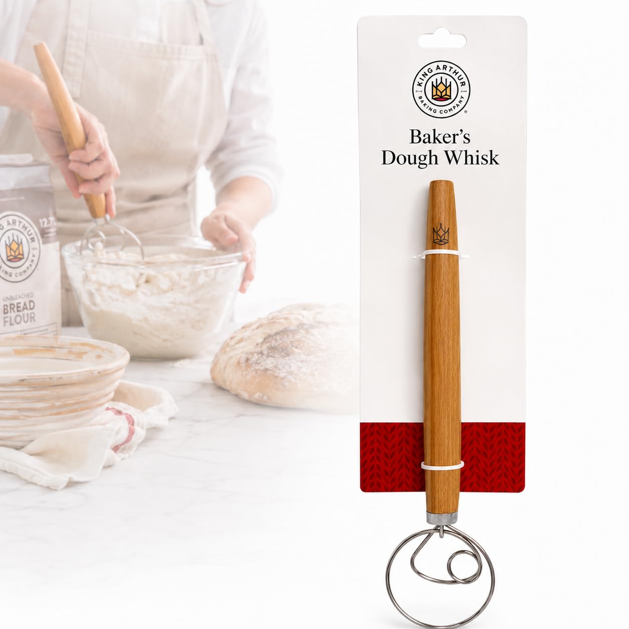 King Arthur Baking Company Baker’s Dough Whisk, Single-Loop, 18/8 Stainless Steel, For Mixing...