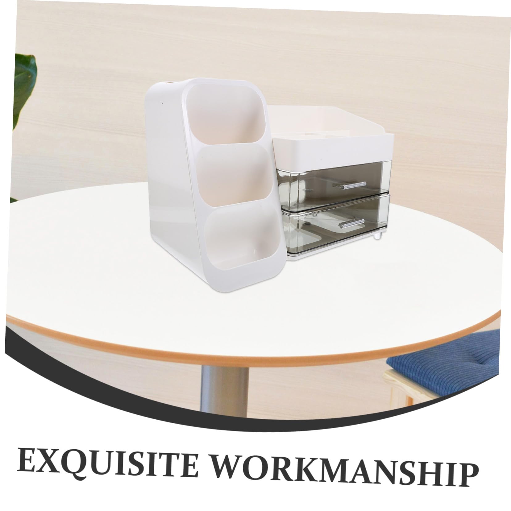 COLLBATH Make-up Organizer Weiß mit Multifunktion Großer Schminktisch Kosmetik Aufbewahrung mit Geteilten Fächern für Lippenstift Pinsel und Hautpflege Stabiler Aufbewahrungsbox für