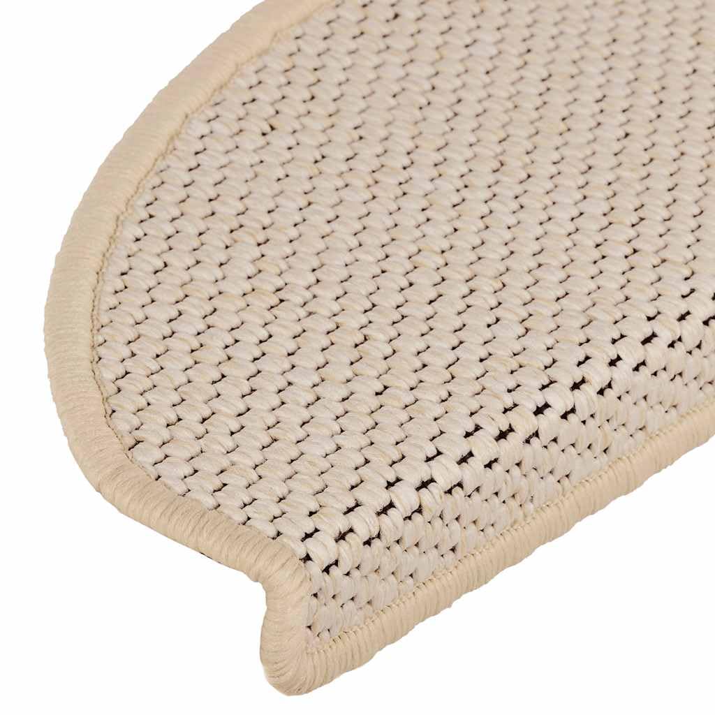 vidaXL Tapis d'Escalier Autocollants Aspect Sisal 15 pcs, Moquettes de Marches, Protections d'Escalier, Tapis de Marche, Berbère 65x21x4 cm