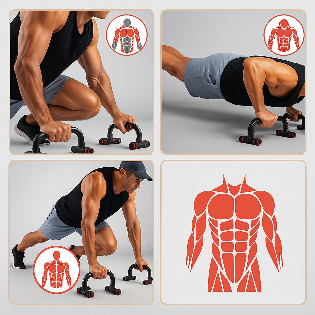 Maniglie per Flessioni Push Up Antiscivolo | Attrezzature Fitness per Allenamento Muscolare Adatto all’Interno e Esterno