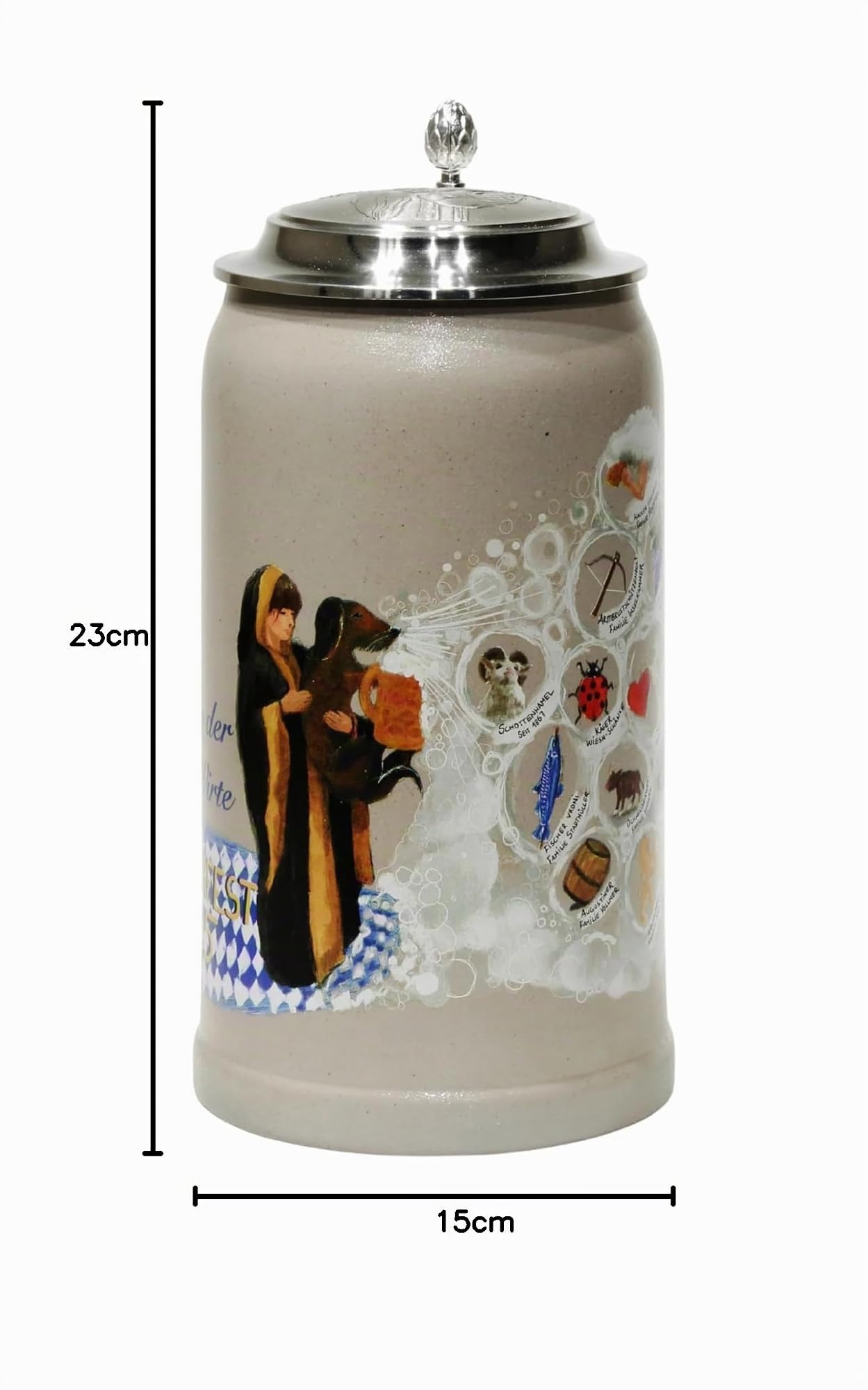 offizeller Oktoberfest Krug 2025 Wirtekrug Wiesnwirte Krug echt Salzglasiert - limitierte Stückzahl - Original Oktoberfest Bierkrug Wirtekrug Oktoberfest 2025 Masskrug (mit Deckel)