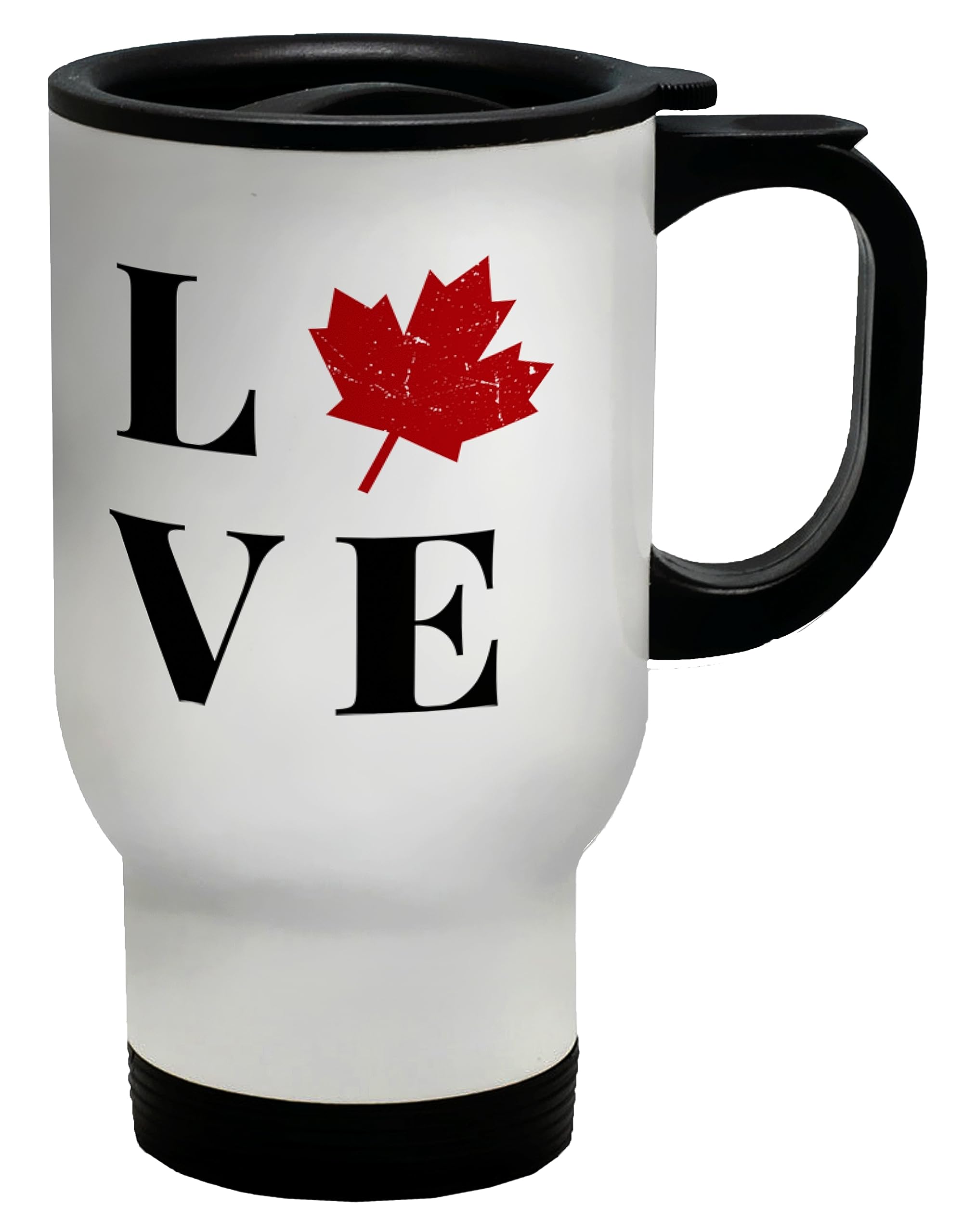 Shopagift Love Canada Travel Mug Maple Leaf Canadian Proud Lover Gift Stainless Steel 14oz Cup