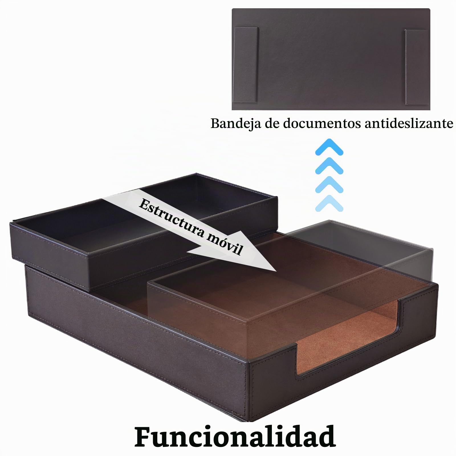 Set de escritorio XNONE, Set de escritorio de PU cuero, con organizador de escritorio, portaplumas, porta notas, bandeja para cartas, mesa de oficina para hombres y mujeres, mesa de oficina (Marrón)