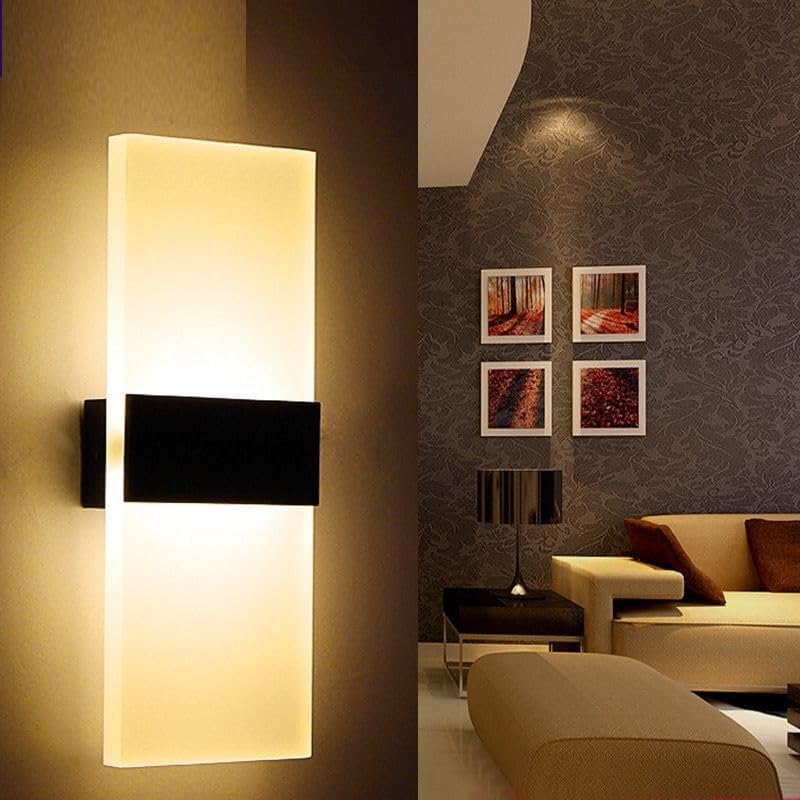 12 W Rectangle Wall Led lamp Modern for Living Room| Bedside| Bedroom| Decorative Light,resturant,Cafe,Luxury Lights (Warm White) (1)