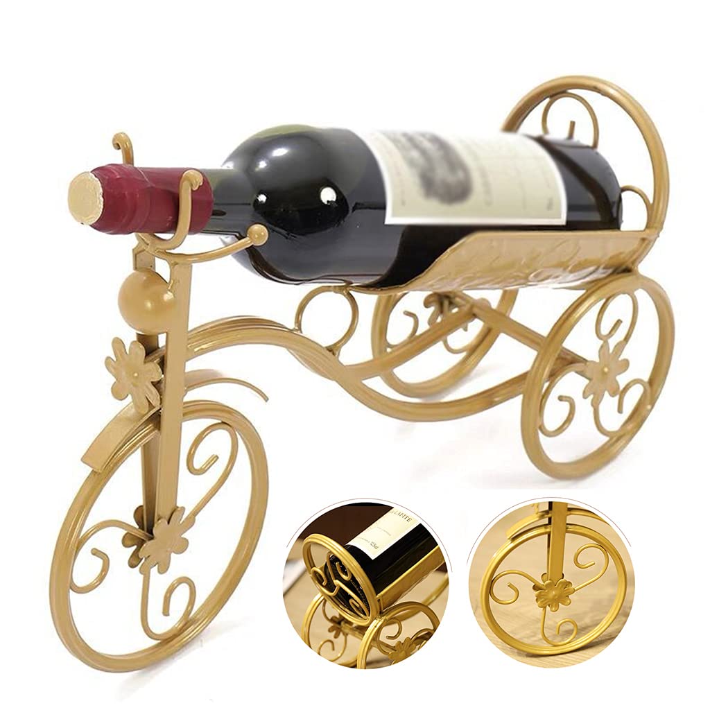 Tricycle Shape Wine Bottle Stand – Bronze Tabletop Wine Holder For Home Bar Decor