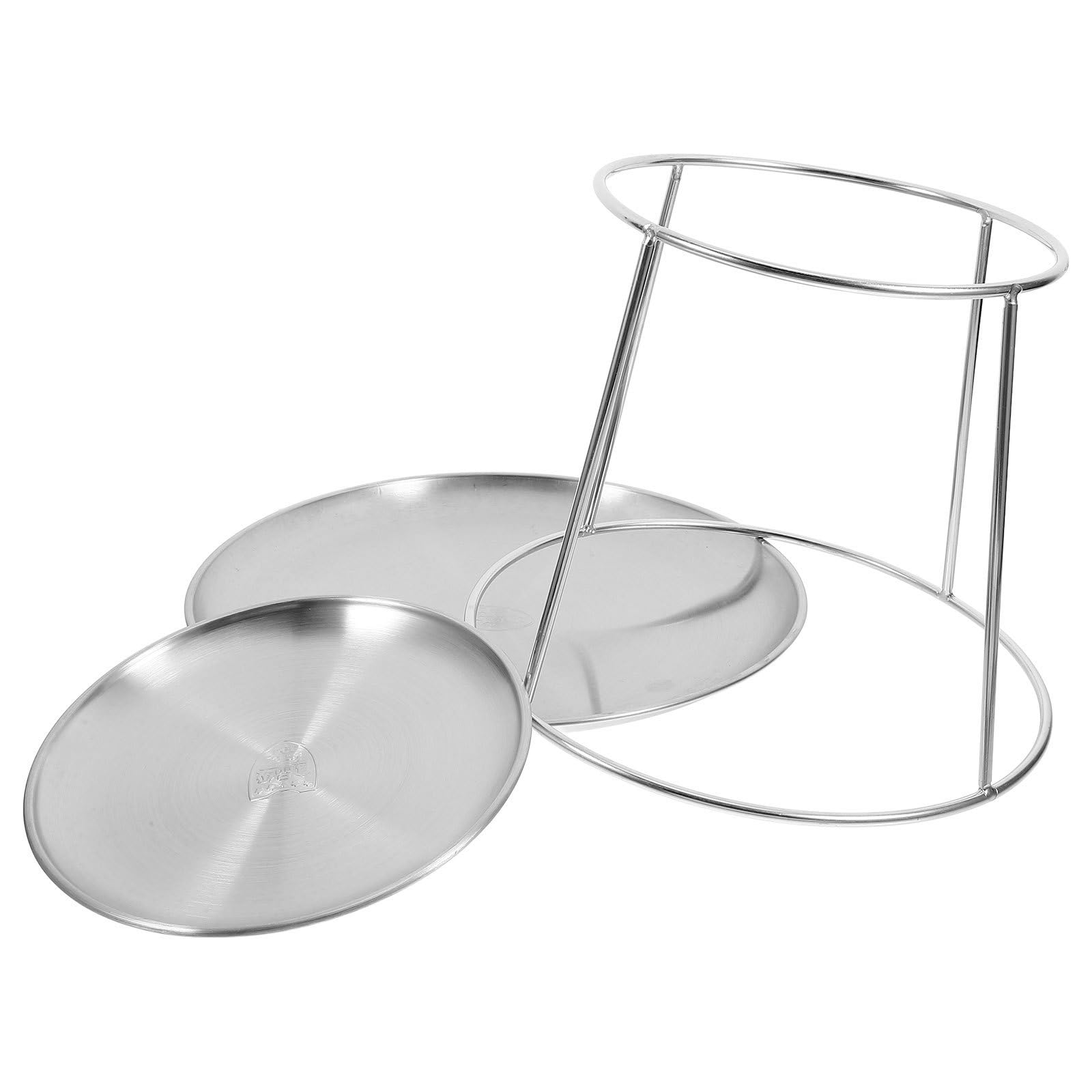 Abaodam Bandeja de Acero Inoxidable para Servir Mariscos Doble Capa, Soporte Resistente y Diseño Moderno para Bodas y Fiestas